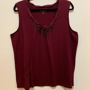 Croft & Barrow Merlot Tank Top Black Sequins